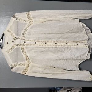 Free People  off White Large Crochet Minky Raised Dots Bump Surface size small